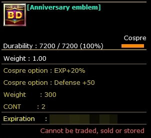 Knight Online Anniversary Emblem özellikleri
