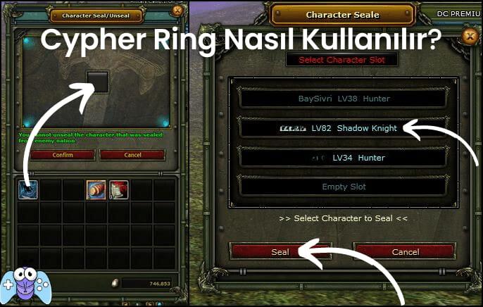 Character Seal penceresinde CSS ile karakter ringleme ekranı